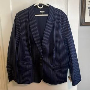 Lane Bryant navy and white striped blazer